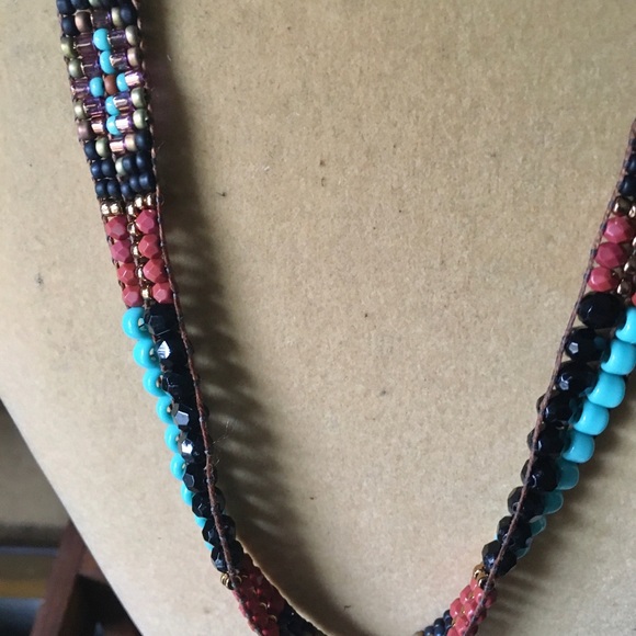 Sundance inspired beaded long necklace in boho pattern. - Picture 4 of 5
